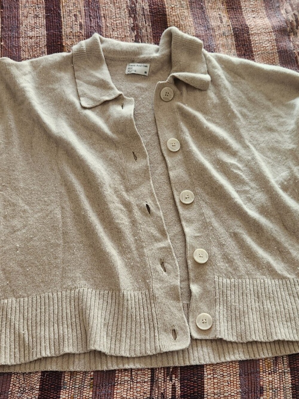 Frank & Oak Neutral Cream Button-Up Womens Cardigan